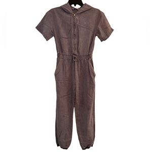 Zara Women’s Purple Jumpsuit with Zipper and Hoodie Size 11-12